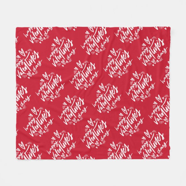 Happy Valentine's Day Personalisiert Name Text Fleecedecke (Vorderseite (Horizontal))