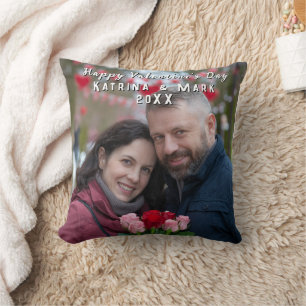 Happy Valentine's Day Personalisiertes Foto & Name Kissen