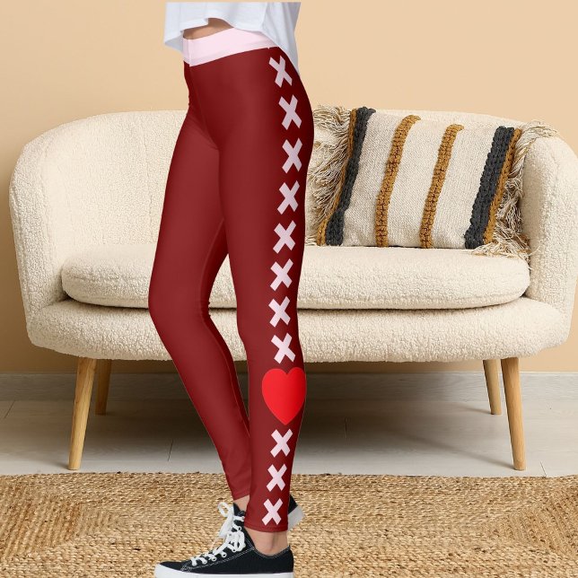 Happy Valentine's Day Pet Lovers Red Personalized Leggings (Von Creator hochgeladen)