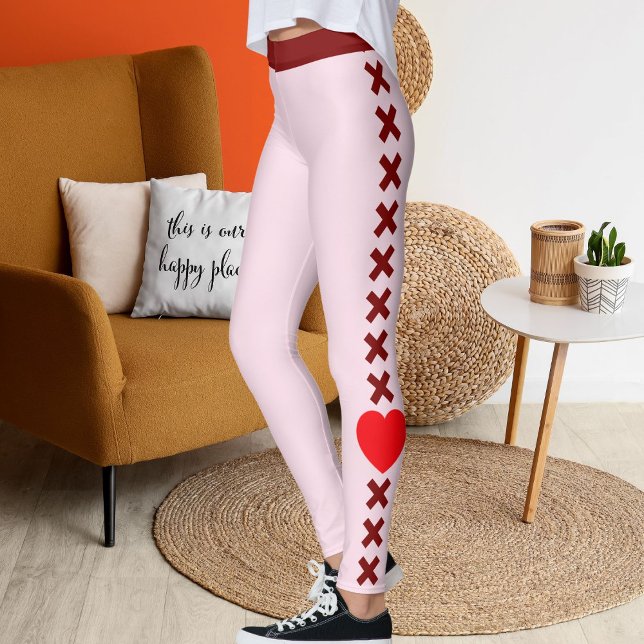 Happy Valentine's Day Pet Lovers Red Personalized Leggings (Von Creator hochgeladen)