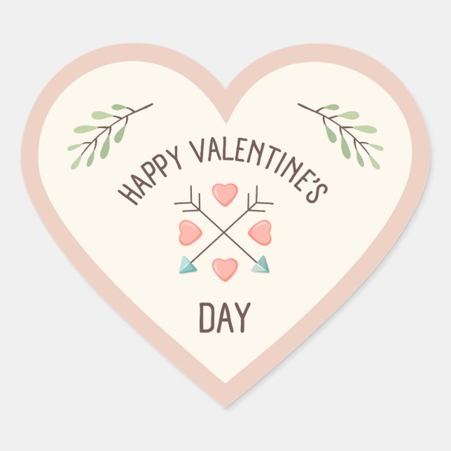 Happy Valentines Day - Pfeile Herz-Aufkleber (Vorderseite)