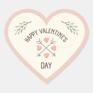 Happy Valentines Day - Pfeile Herz-Aufkleber