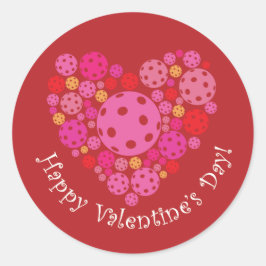 Happy Valentine's Day Pickleball Style Runder Aufkleber