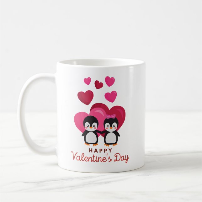 Happy Valentine's Day Pinguin Kaffeetasse (Links)