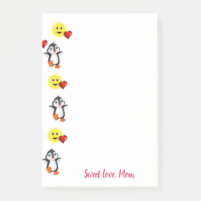 Happy Valentine's Day Pinguin Post it Note Post-it Klebezettel (Vorderseite)
