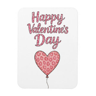 Happy Valentines Day Pink Cheetah Print Magnet