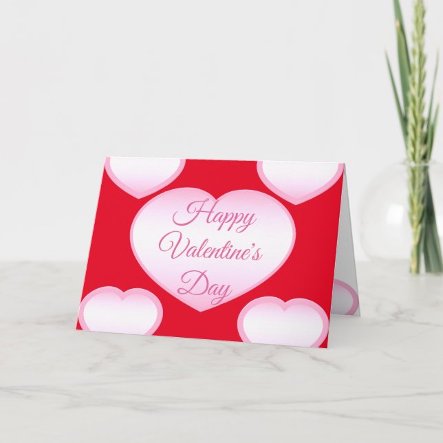 Happy Valentine's Day Pink Heart Card Karte (Vorderseite)