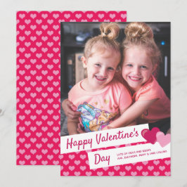 Happy Valentine's Day Pink Heart Custom Foto Feiertagskarte