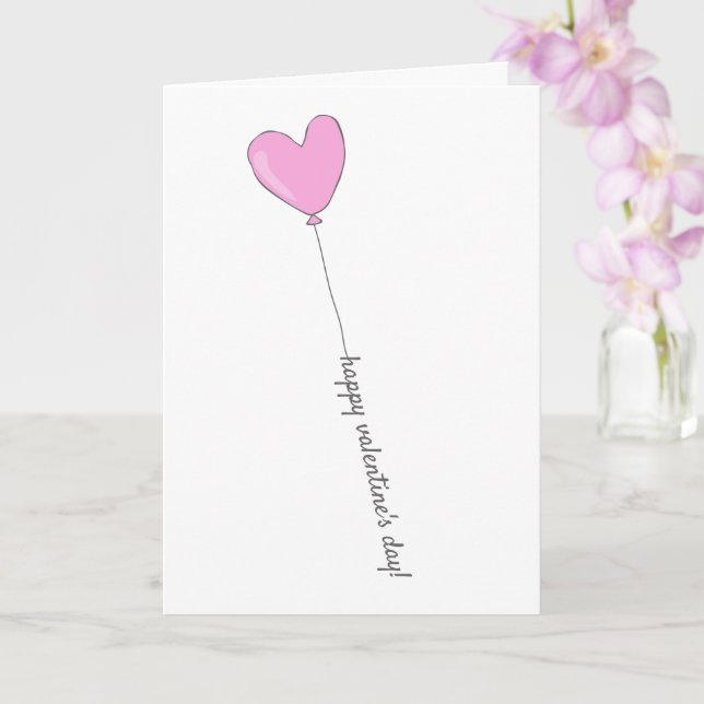 Happy Valentine's Day - Pink Heart Shaped Ballon Karte (Orchidee)