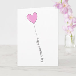 Happy Valentine's Day - Pink Heart Shaped Ballon Karte