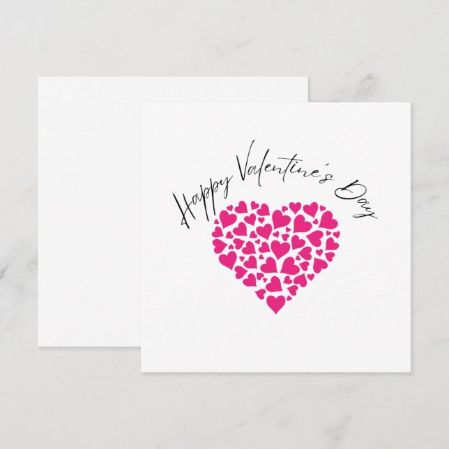 Happy Valentine's Day Pink Hearts Card Einladung (Vorne/Hinten)