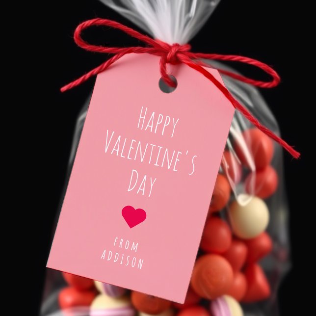 Happy Valentine's Day Pink & Red Heart Muster Geschenkanhänger (Happy Valentine's Day Pink & Red Heart Pattern Gift Tags
)