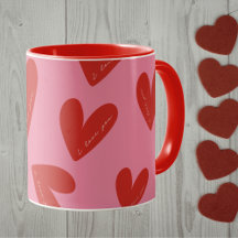 Happy Valentine's Day Pink Red Hearts 'I love you'