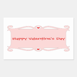Happy Valentine's Day Pink Scroll Rechteckiger Aufkleber