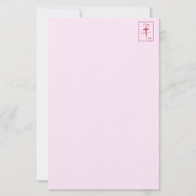 Happy Valentine's Day Pink Stationery Briefpapier (Vorderseite)