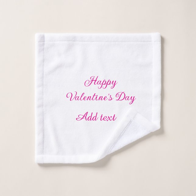 Happy Valentine's day pink text name message (Gant de toilette)