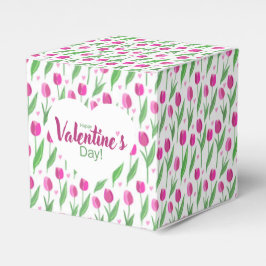 Happy Valentine's Day Pink Tulips Geschenkschachtel