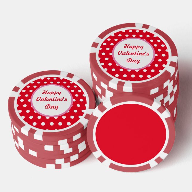 Happy Valentine's Day Poker Chips (rot & weiß) (Stapel)