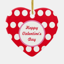 Happy Valentine's Day Polka Dot Heart Ornament