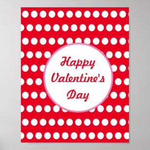 Happy Valentine's Day Polka Dot Wall Poster (rot)