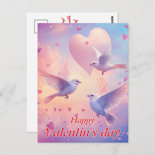 Happy Valentine's Day Postkarte (Vorne/Hinten)
