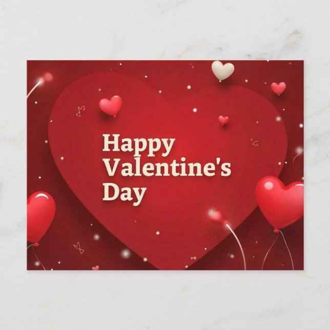 Happy Valentine's Day Postkarte (A timeless red heart Valentine bursting with warmth and affection.)