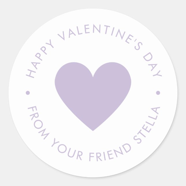 Happy Valentine's Day Purple Heart  Runder Aufkleber (Vorderseite)