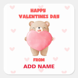 Happy Valentines Day Quadratischer Aufkleber