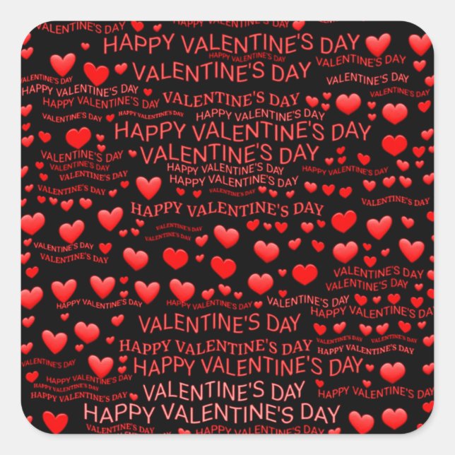 Happy Valentine's Day Quadratischer Aufkleber (Vorderseite)