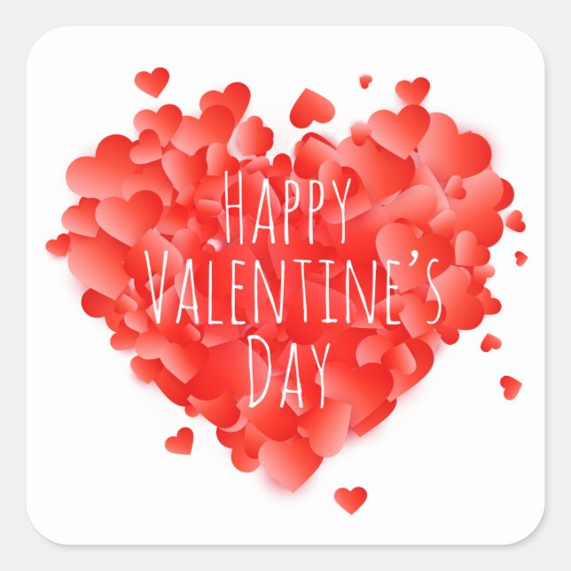 Happy Valentine's Day Quadratischer Aufkleber (Vorderseite)