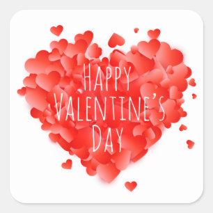 Happy Valentine's Day Quadratischer Aufkleber