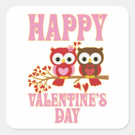 Happy Valentine's Day Quadratischer Aufkleber
