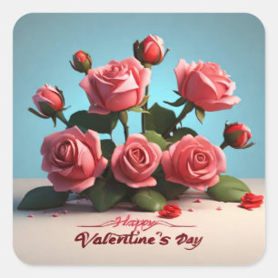 Happy Valentine's Day Quadratischer Aufkleber