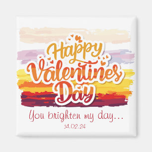 Happy Valentines Day Quote 2 Inch Square Magnet