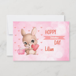 Happy Valentine's Day Rabbit Hearts personalisiere Mitteilungskarte