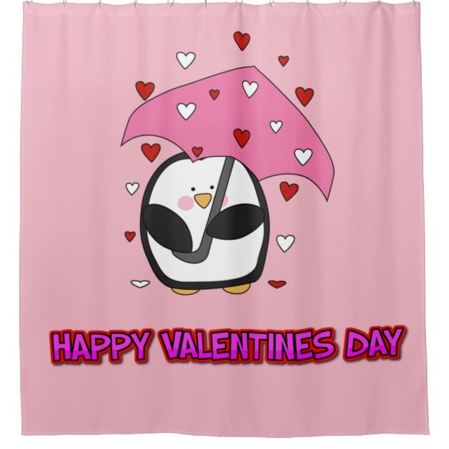 Happy Valentines Day Rain Hearts Duschvorhang (Vorderseite)