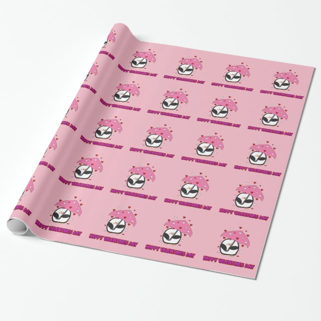 Happy Valentines Day Rain Hearts Geschenkpapier (Ungerollt)