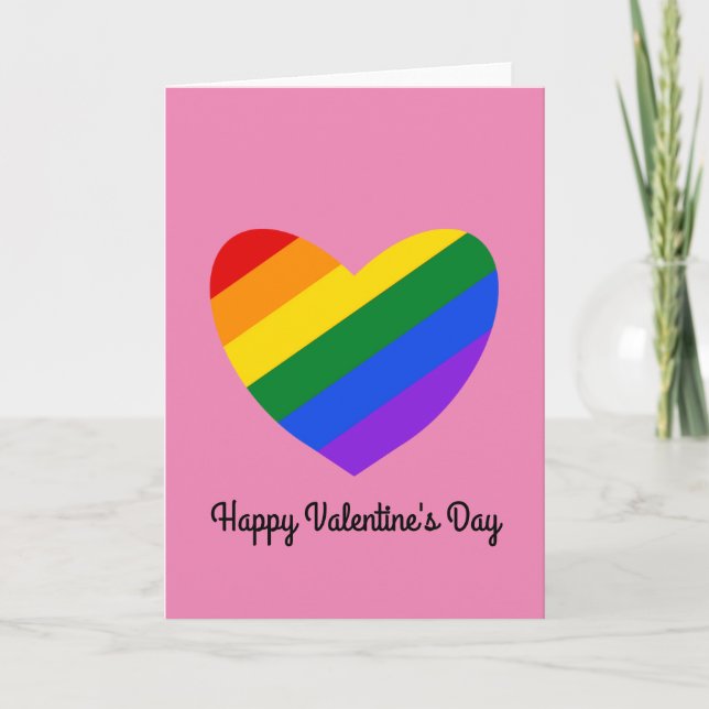 Happy Valentine's Day Rainbow Heart #1 Karte (Vorderseite)