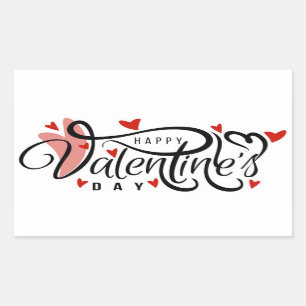 Happy Valentine's Day Rechteckiger Aufkleber