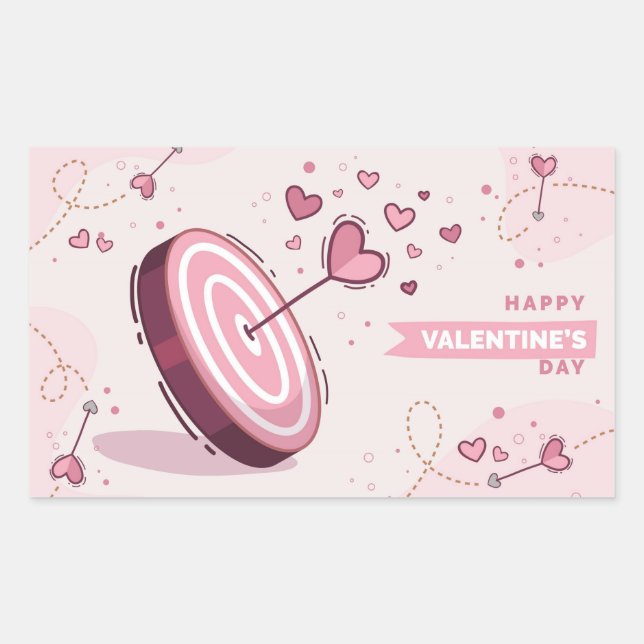 Happy Valentine's Day Rechteckiger Aufkleber (Vorderseite)