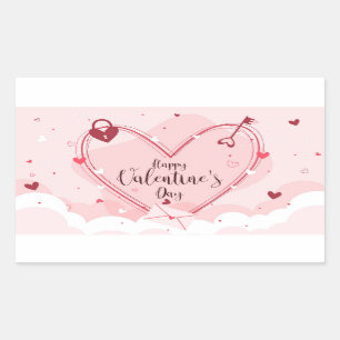 Happy Valentine's Day Rechteckiger Aufkleber