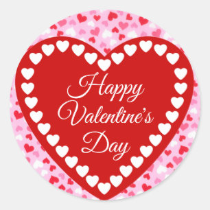 Happy Valentine's Day Red and Pink Heart Runder Aufkleber