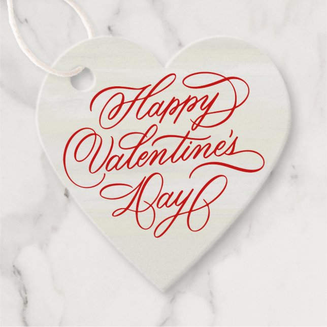 Happy Valentines Day Red Calligraphy Design  Geschenkanhänger (Vorderseite)