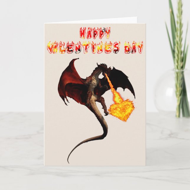 Happy Valentine's day Red Dragon Feuer Herz Karte (Vorderseite)