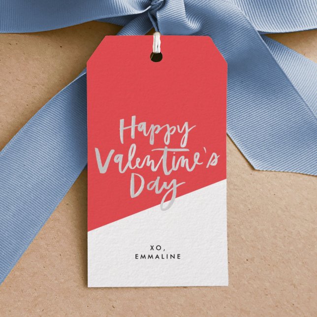 Happy Valentine's Day Red Geschenkanhänger (Happy Valentine's Day hand lettered gift tag.)