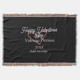Happy Valentine's day red glitter heart black name Decke