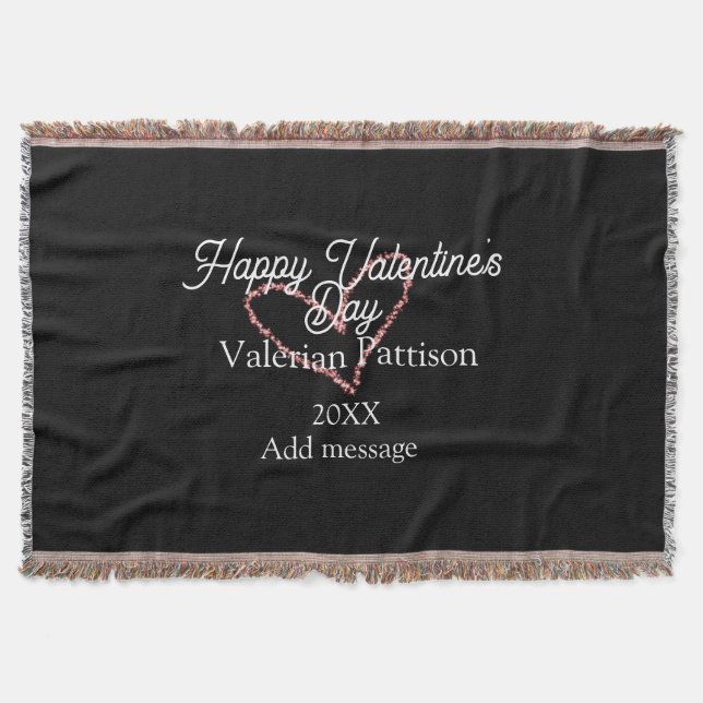 Happy Valentine's day red glitter heart black name Decke (Vorderseite)