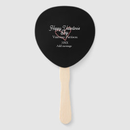 Happy Valentine's day red glitter heart black name Fächer
