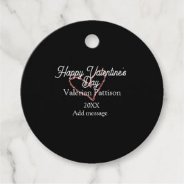 Happy Valentine's day red glitter heart black name Geschenkanhänger