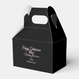 Happy Valentine's day red glitter heart black name Geschenkschachtel
